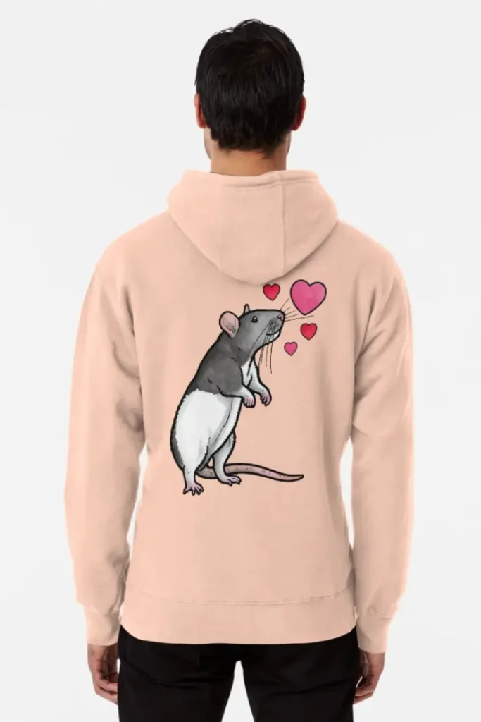 Ron Rat Love Hoodie Pink Back