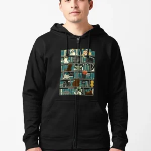 Library Kitten Wars Zipped Hoodie